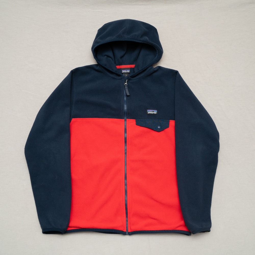 Patagonia Kids' Micro D Snap-T Jacket Red Blue‎ Youth L 12